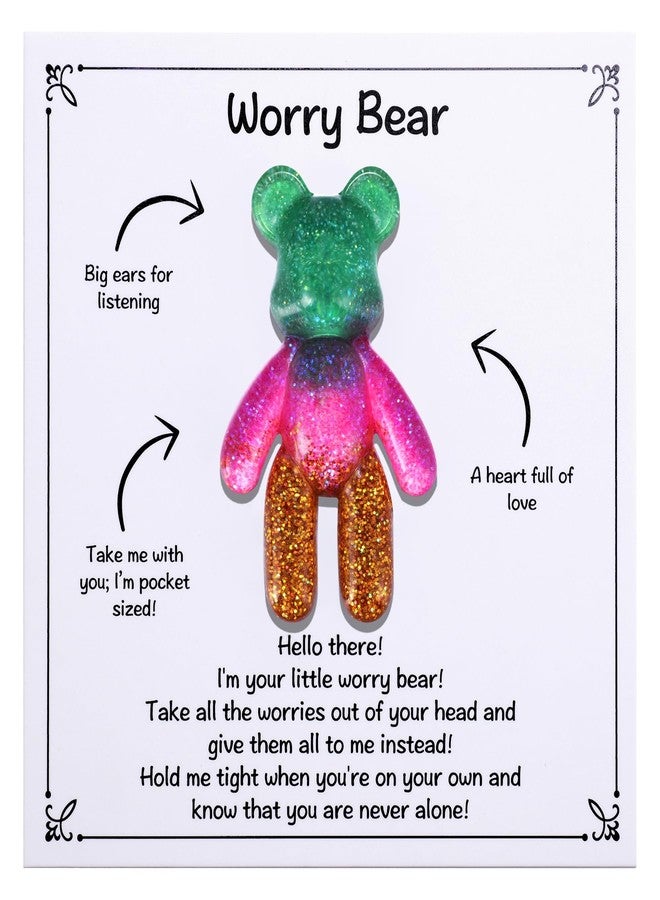 Aesnefe Pocket Bear Hug, Anxiety Relief Gifts, Mental Health Positivity Gift for Anxious Friend, Autism Fidget Gifts for Teen, Surgery Worry Gift, Thoughtful Present for School Anxiety, Green Gold - Image 1